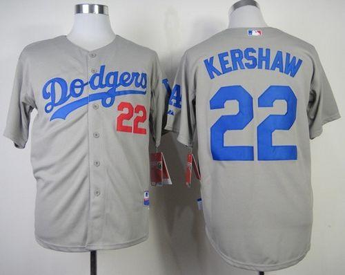 Dodgers #22 Clayton Kershaw Stitched Grey MLB Jersey - Click Image to Close
